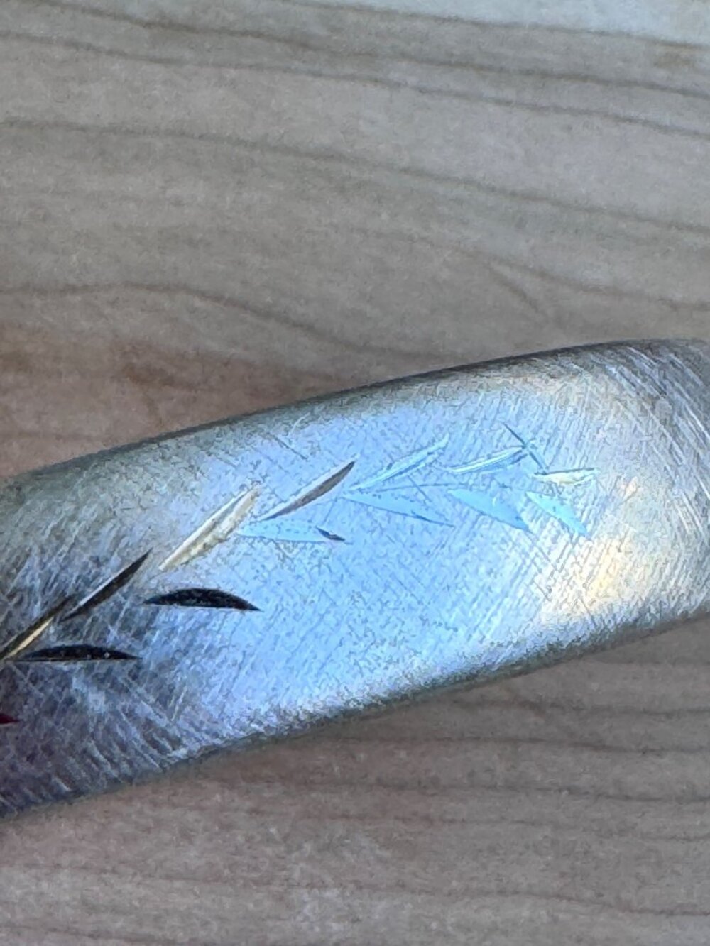 Vintage Sterling Silver Hinged Bangle Bracelet Engraved Leaf Design 7.25” 24.94g - Picture 4 of 7